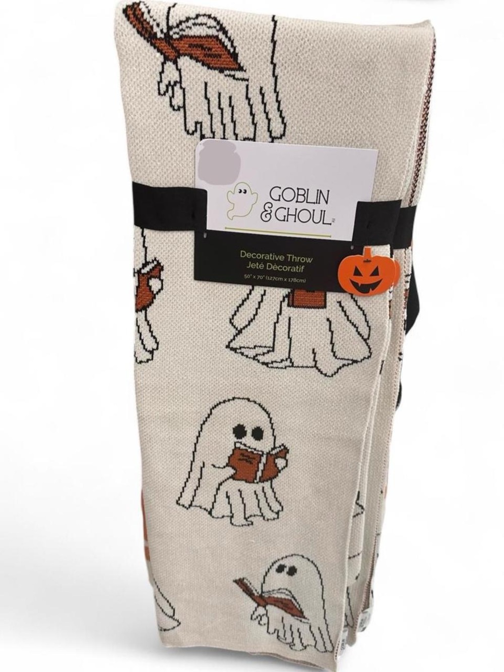 Goblin & Ghoul Cream Halloween Ghost Decorative Throw
